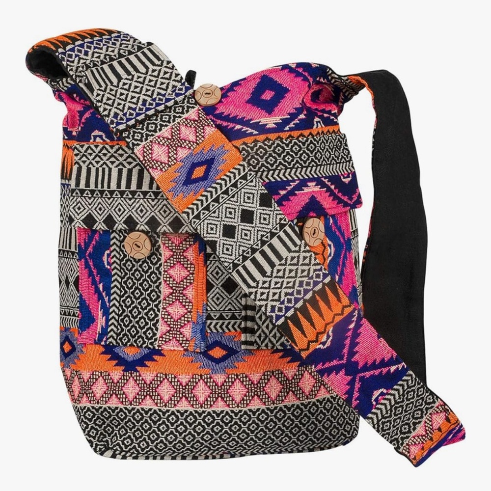 Tribe Azure Handwoven  Multicolor Bohemian Women's Shoulder Crossbody Tote Bag
